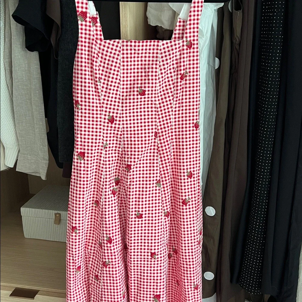 Abercrombie & Fitch Mila Midi Dress Red Gingham Size XS - Picture 5 of 8